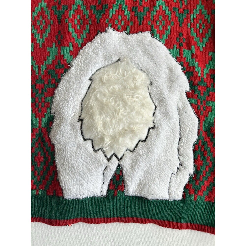 Soft Faux Fur Llama Sunglasses Ugly Christmas Sweater Holiday Red Green Unisex M - Picture 8 of 10